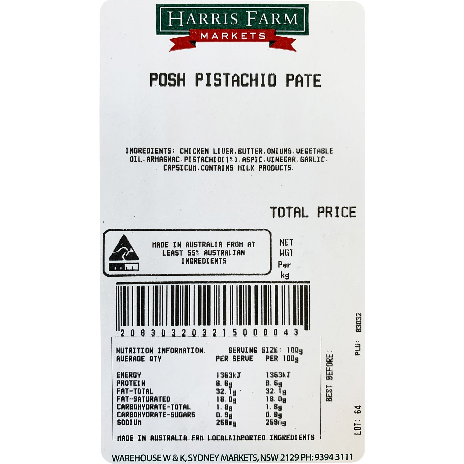 Posh Foods - Pate - Pistachio | Harris Farm Online