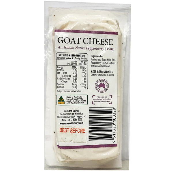 Meredith Dairy Goat Cheese Fresh Chevre Australian Native Pepperberry 150g