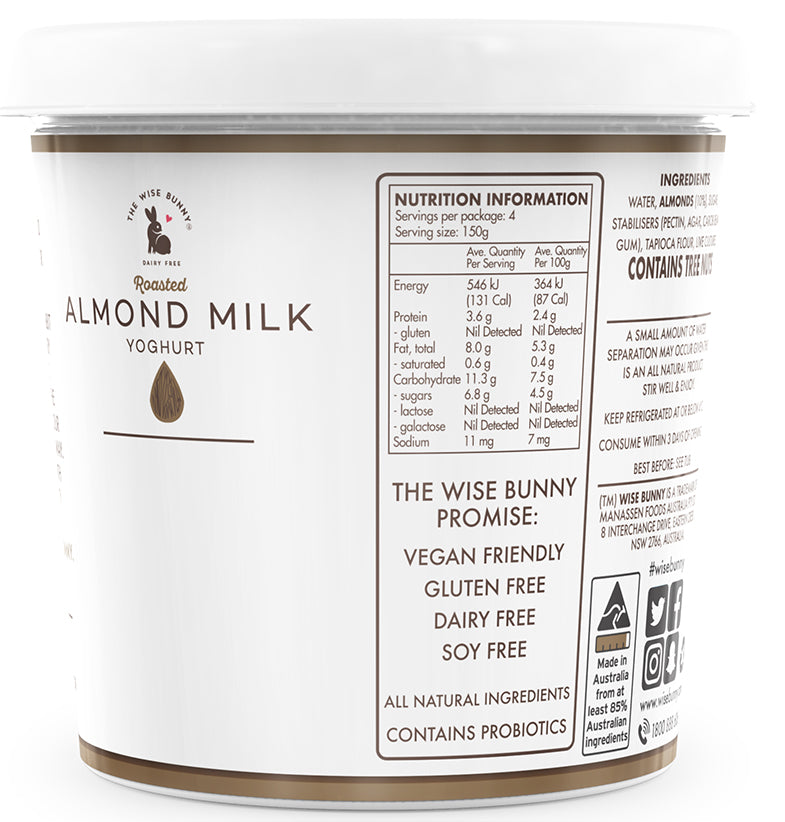 Wise Bunny Roasted Almond Milk Natural Yoghurt 600g