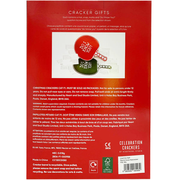 Celebration Crackers Red and Green Nutcracker with Family Games x12 | Harris Farm Online