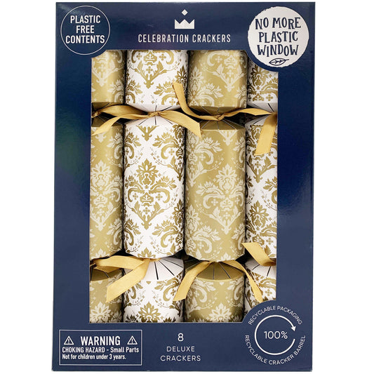 Celebration Crackers White and Gold Damask x8 | Harris Farm Online