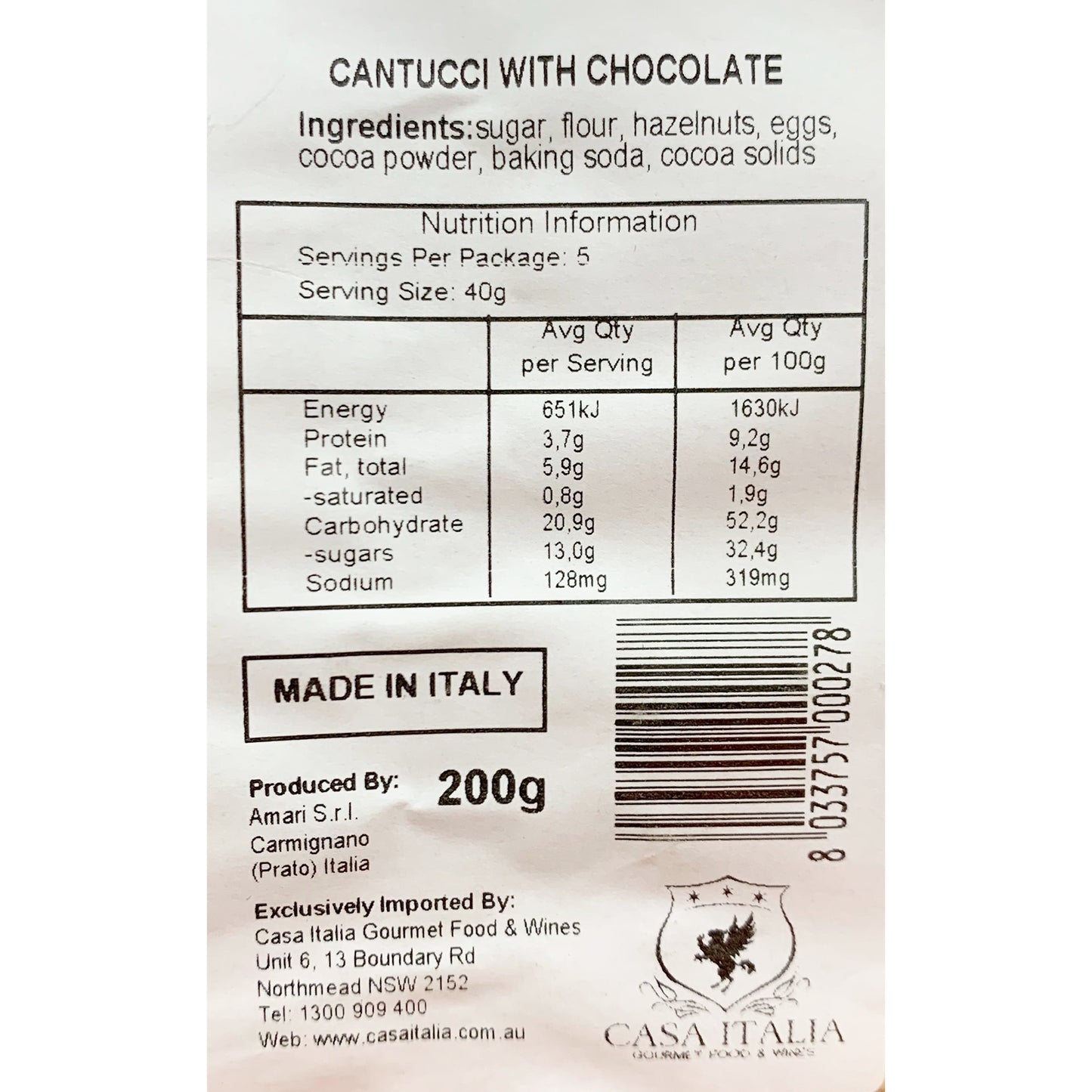 Amari Biscuits Cantucci Chocolate 200g