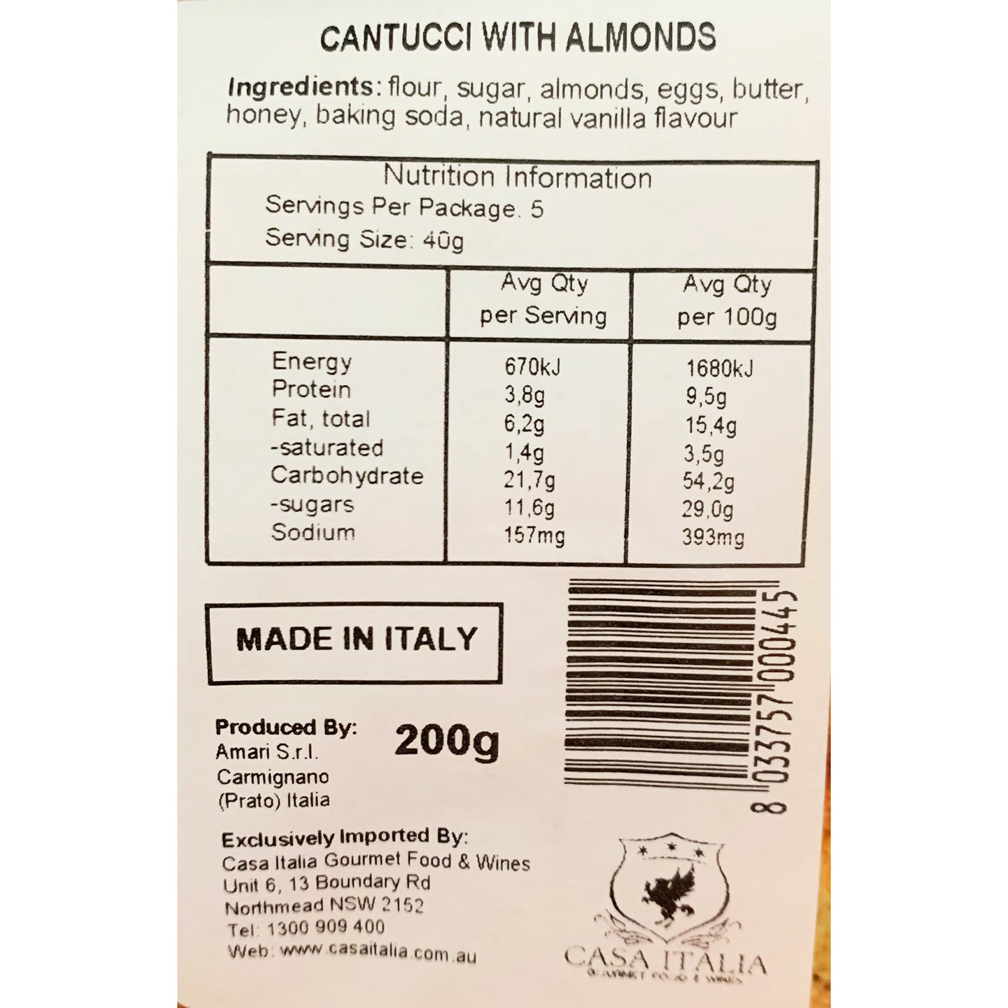 Amari Biscuits Cantucci Almond 200g