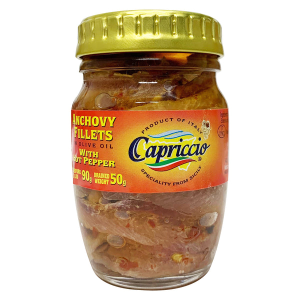 Capriccio Anchovy Fillets with Hot Pepper In Olive Oil 90g