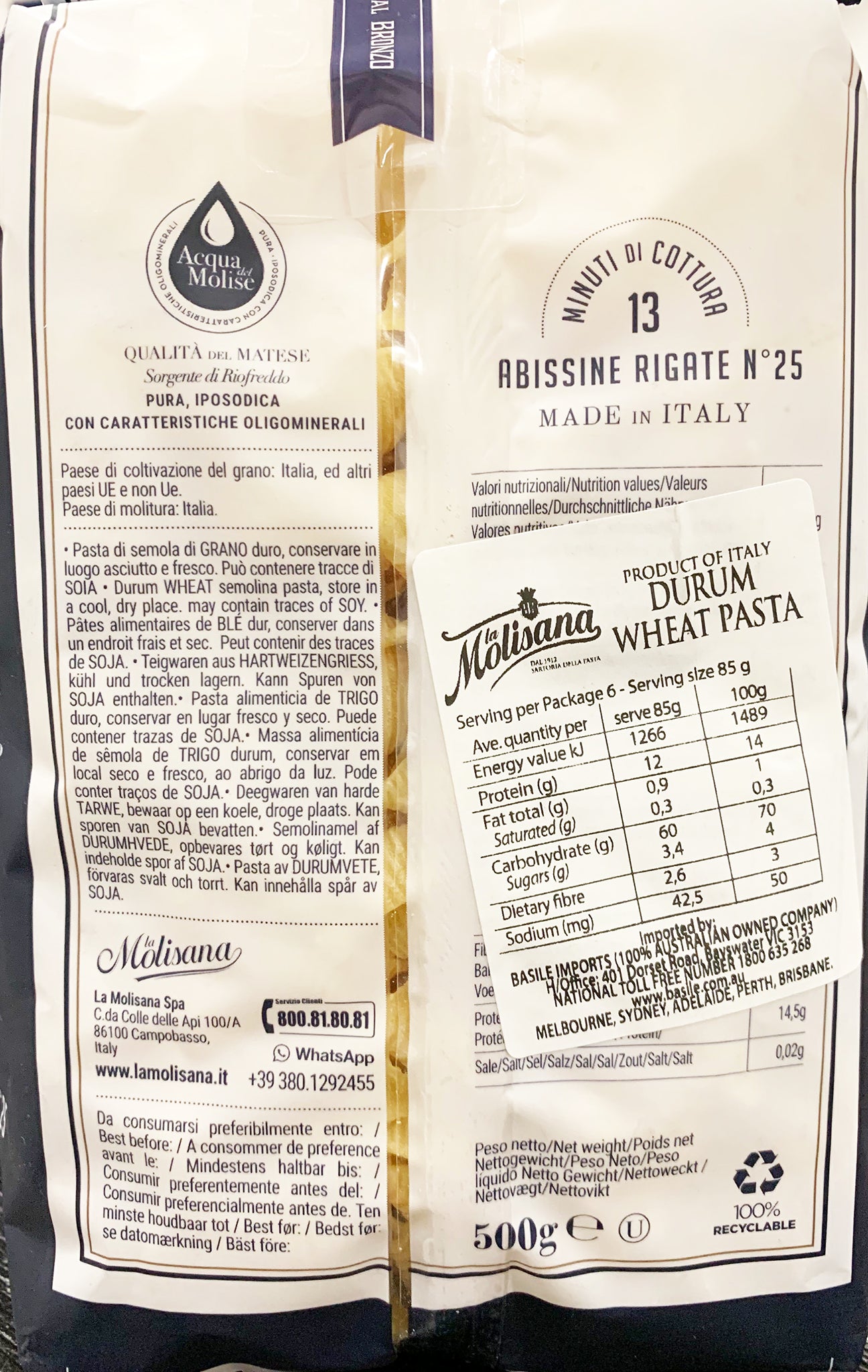 La Molisana Abissine Rigate No.25 500g