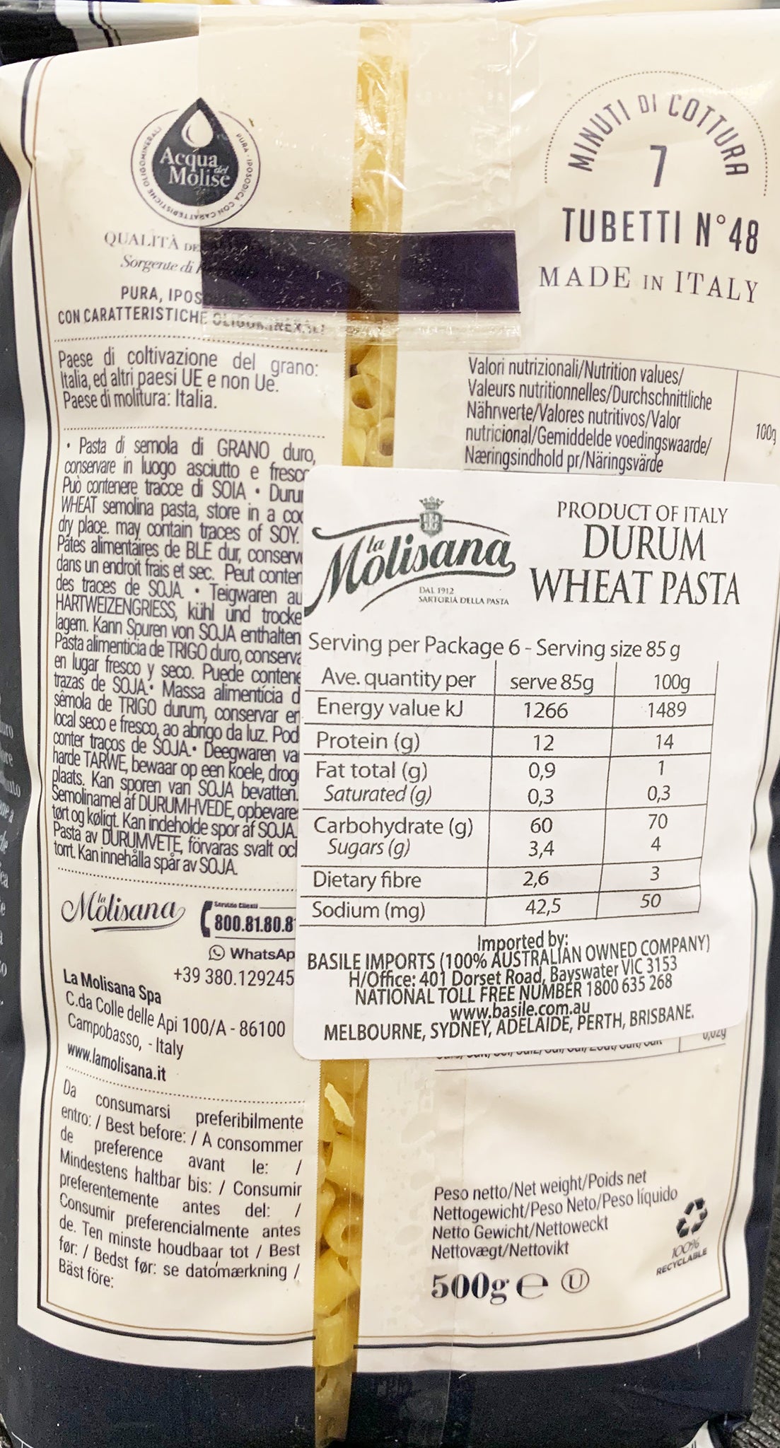 La Molisana - Pasta - Tubetti (No.48, 500g)