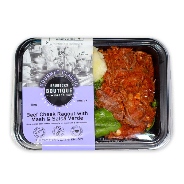 Brubecks Boutique Foods Beef Cheek Ragout with Mash & Salsa Verde 350g | Harris Farm Online