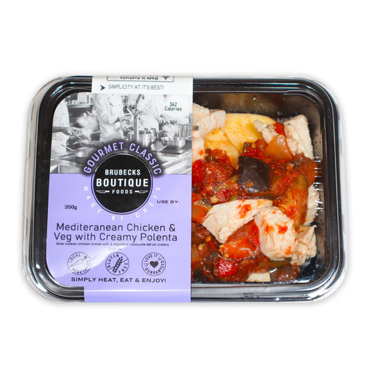 Brubecks Boutique Foods Mediteranean Chicken and Veg with Creamy Polenta 350g | Harris Farm Online 