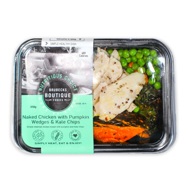Brubecks Boutique Foods Naked Chicken with Pumpkin Wedges and Kale Chips 350g | Harris Farm Online