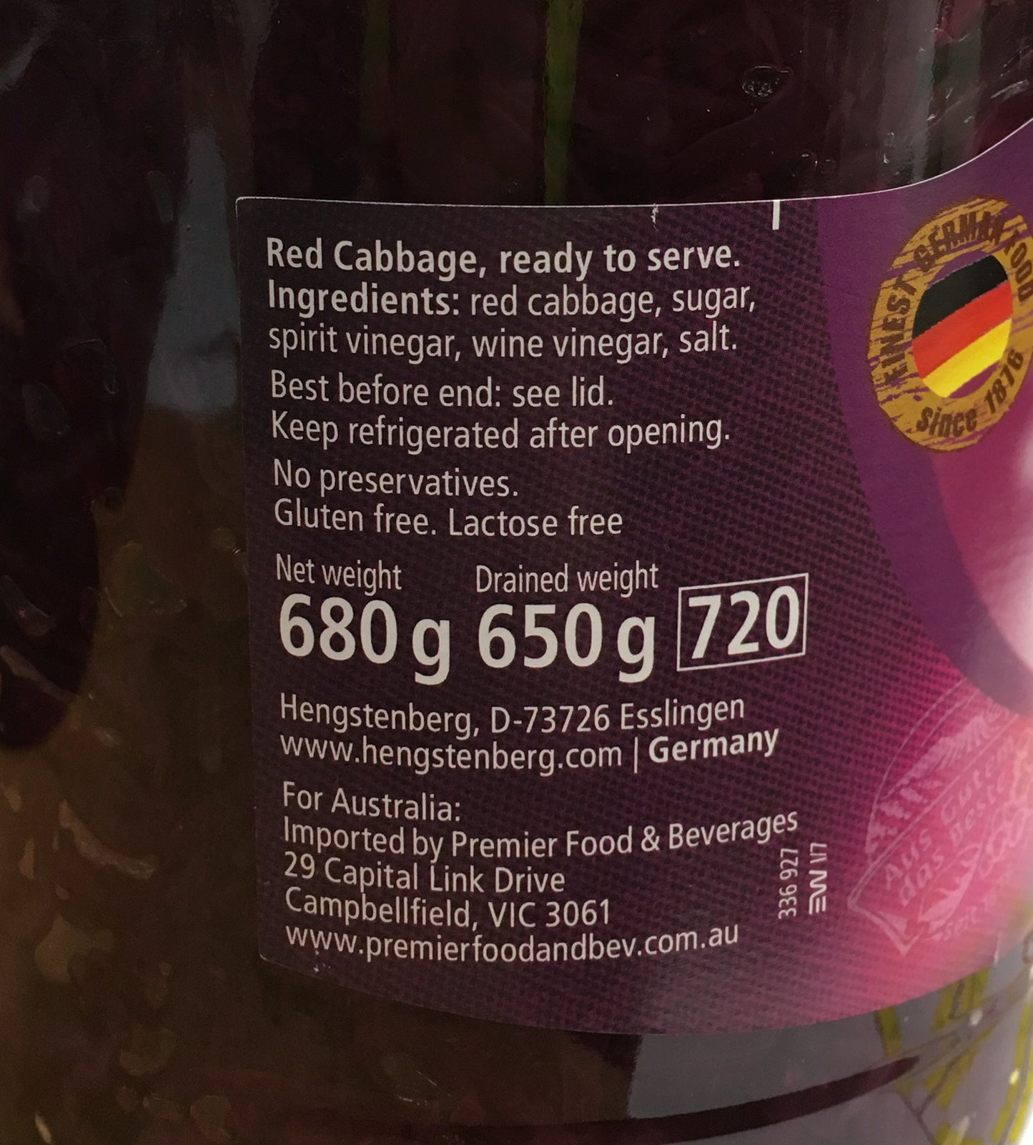 Hengstenberg - Antipasto Red Cabbage Jar (720g)