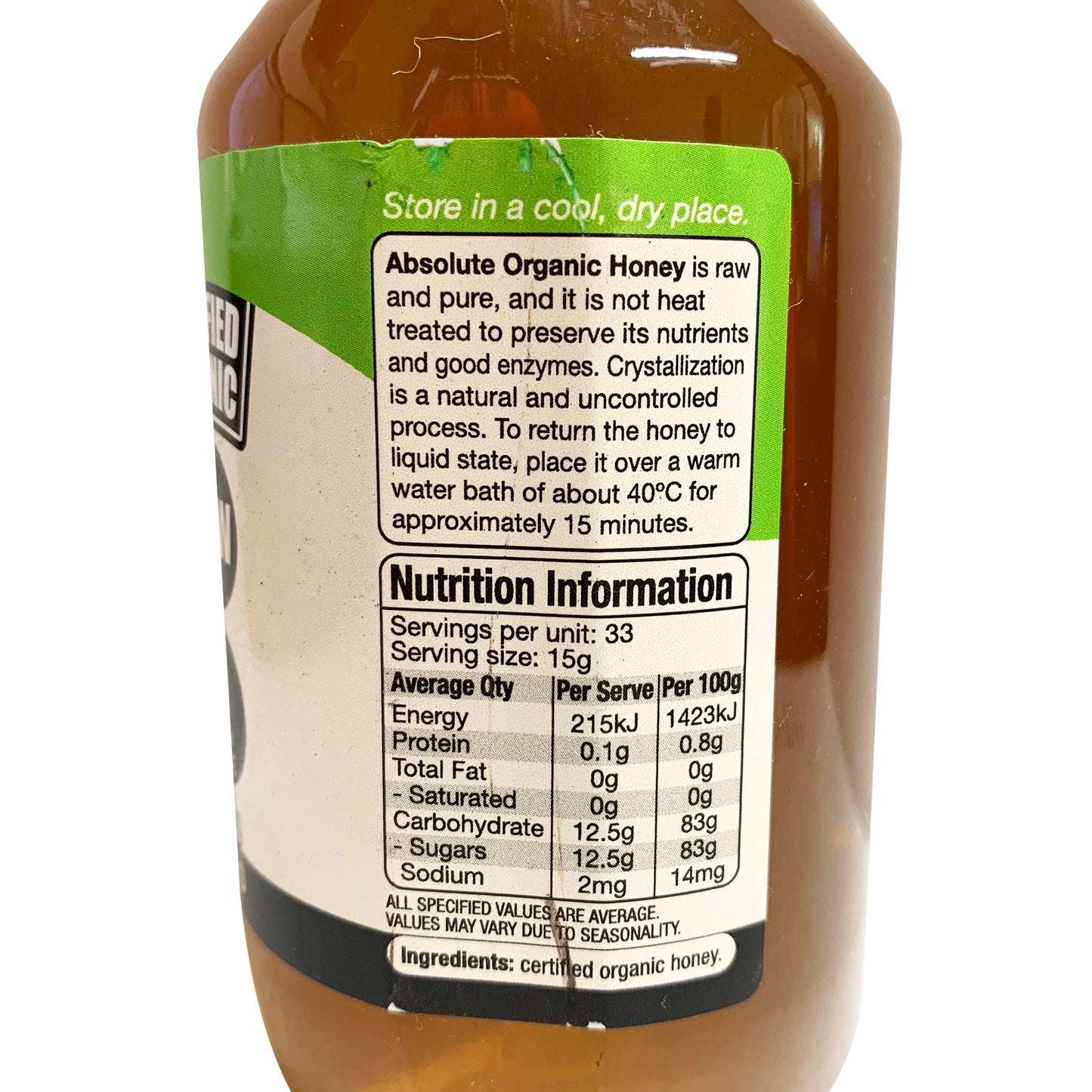 Absolute Organic - Honey Australian - Raw, Organic & Unfiltered (Squeezy, 500g)