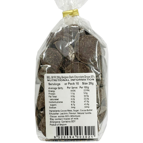Belcolade 55% Dark Chocolate Drops | Harris Farm Online