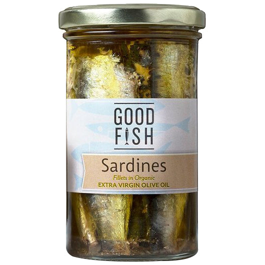 Good Fish Sardines Fillets in Organic Extra Virgin Olive Oil 260g