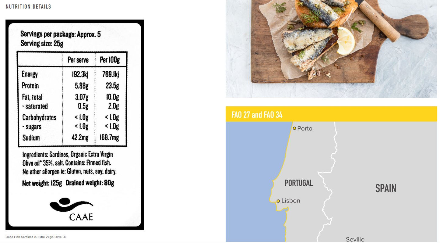 Good Fish Sardines Fillets in Organic Extra Virgin Olive Oil 260g