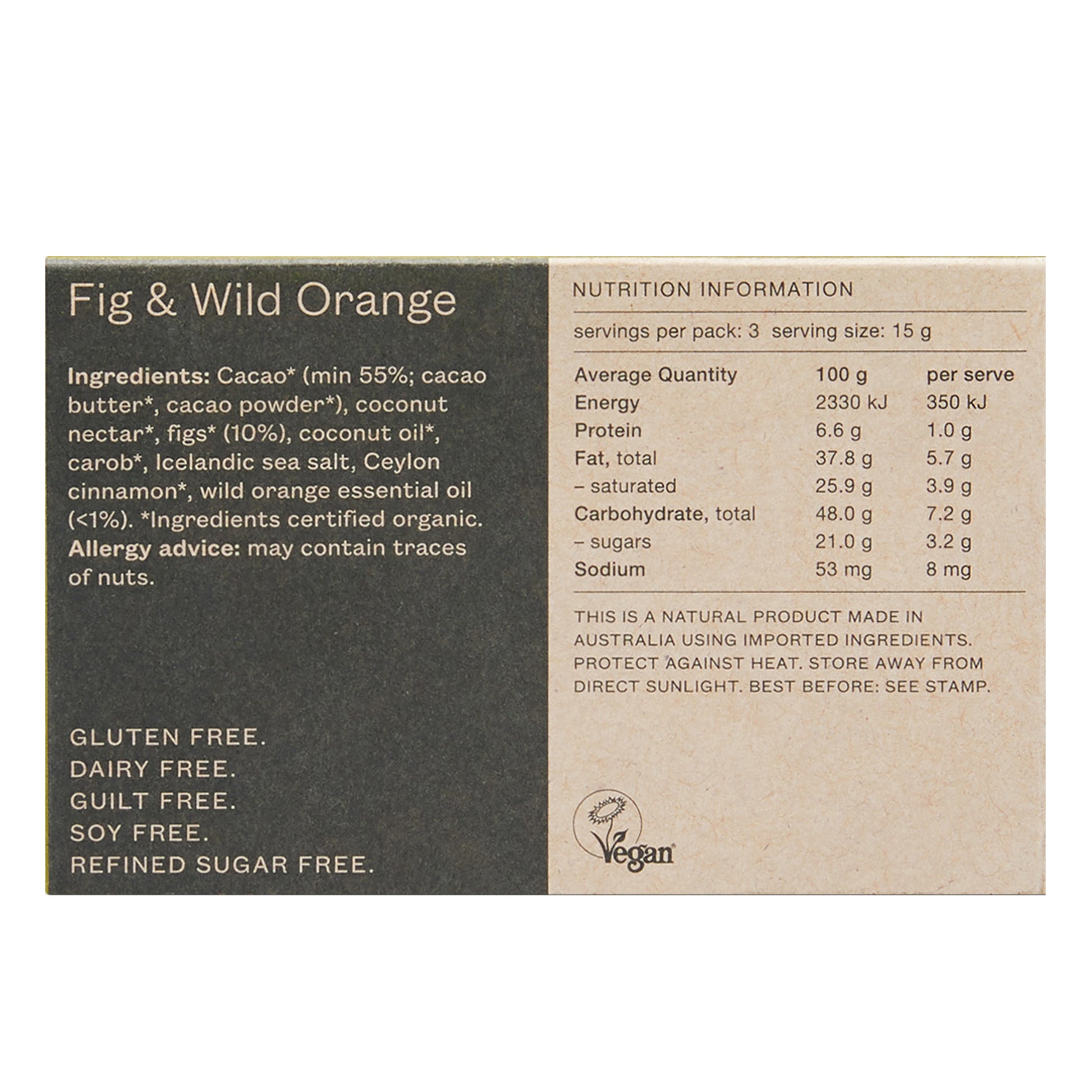 Pana Organic Fig and Wild Orange Chocolate | Harris Farm Online