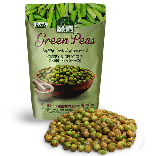 DJ & A - Green Peas Snack - Lightly Cooked & Seasoned (75g)