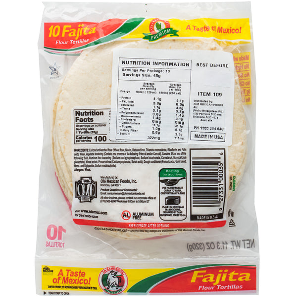 La Banderita Fajita Flour Tortillas x10 320g