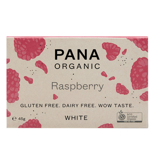 Pana Organic Raspberry White Chocolate | Harris Farm Online