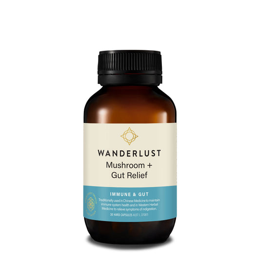 Wanderlust Mushroom and Gut Relief 30 Capsules | Harris Farm Online