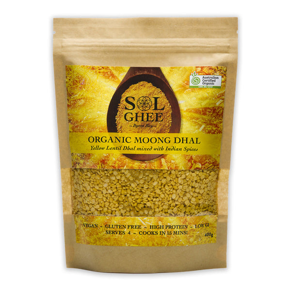 Sol Organics Moong Dhal, Yellow Lentils Mixed with Indian Spices 400g | Harris Farm Online