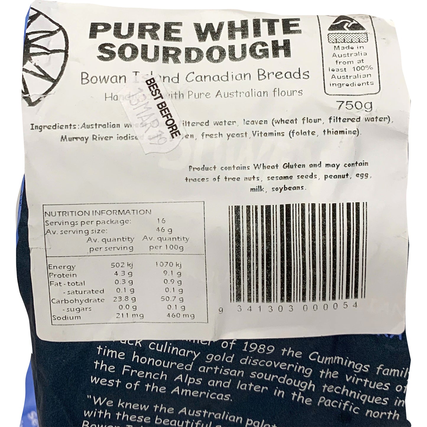 Bowan Island White Canadian Sourdough 750g