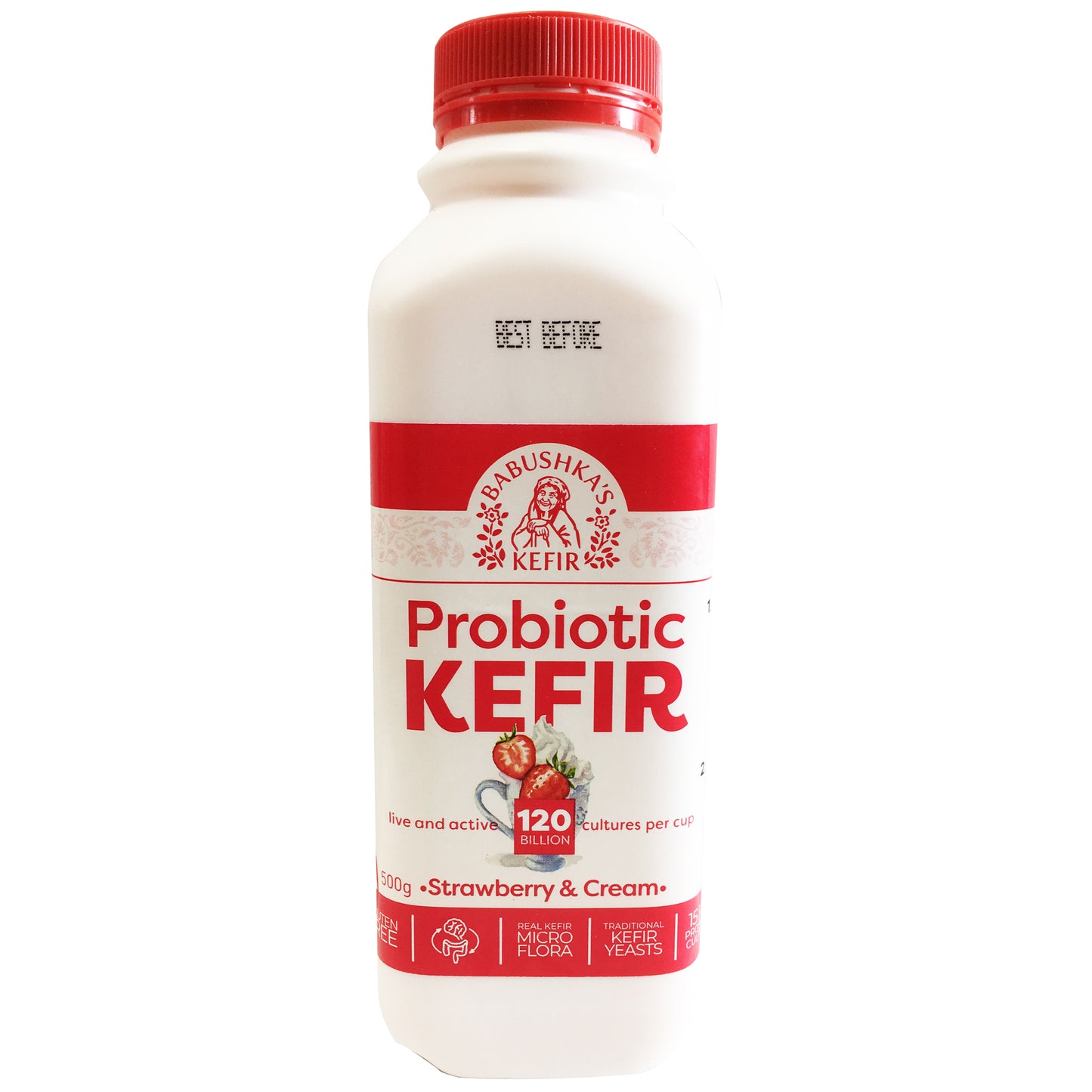 Babushka Yoghurt Probiotic Kefir Strawberries Cream 500g