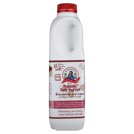 Babushka Probiotic Kefir Yoghurt Strawberries And Cream 1kg , Frdg1-Drinks - HFM, Harris Farm Markets
 - 1