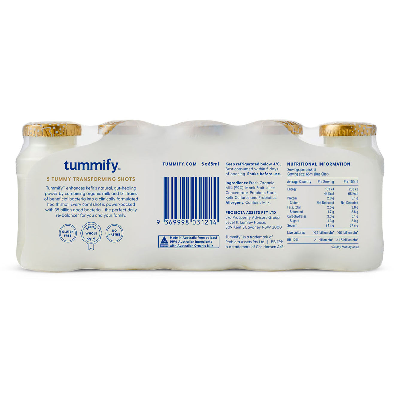 Tummify Organic Probiotic Shot 5x65ml