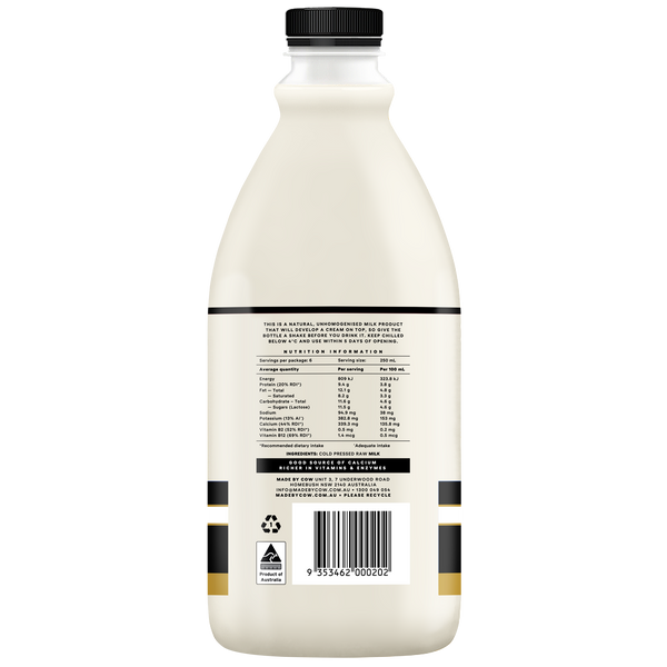 Made by Cow Cold Pressed Raw Jersey Milk 1.5L