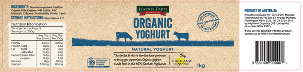 Harris Farm Yoghurt Organic Natural | Harris Farm Online