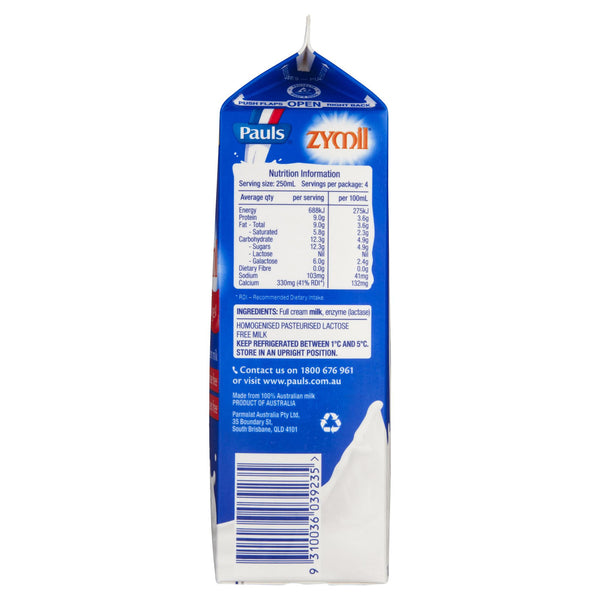 Pauls Milk Zymil Full Cream 1L , Frdg2-Dairy - HFM, Harris Farm Markets
 - 2
