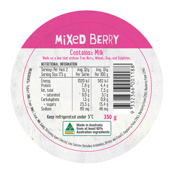 Harris Farm Yoghurt Mixed Berry 350g | Harris Farm Online