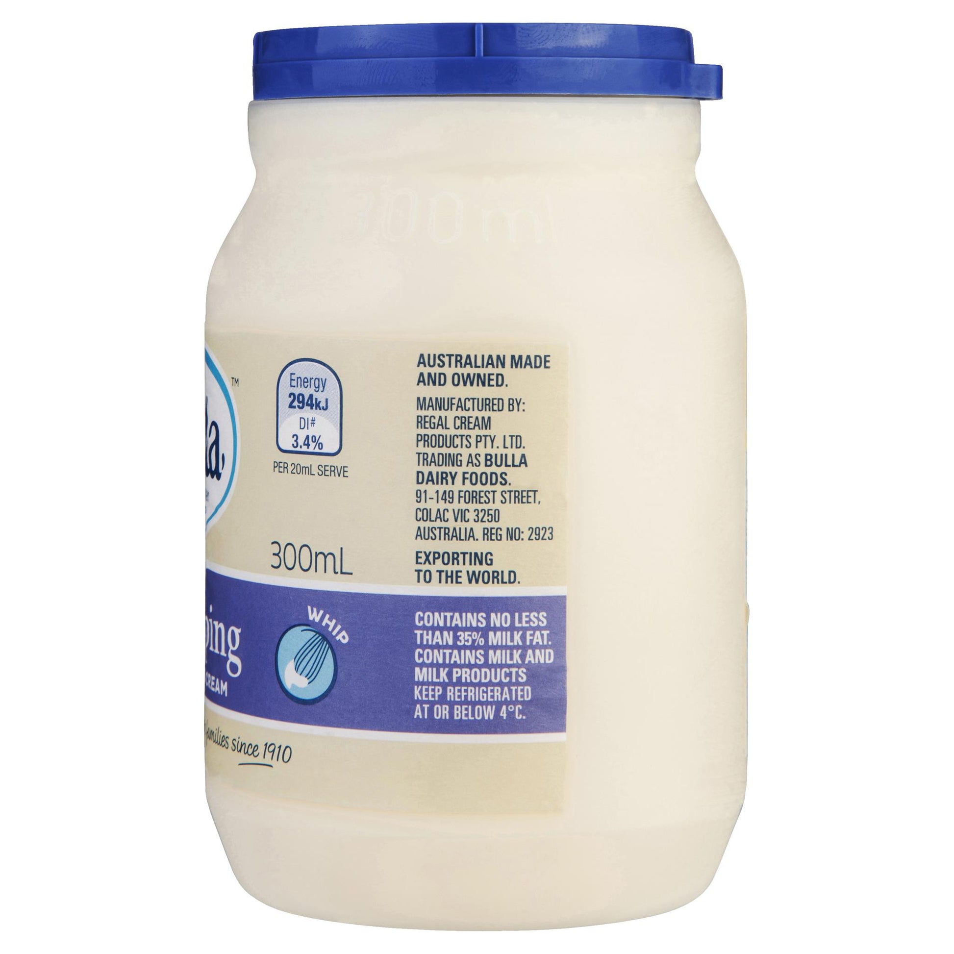 Bulla Cream Whipping 300ml , Frdg2-Dairy - HFM, Harris Farm Markets
 - 3