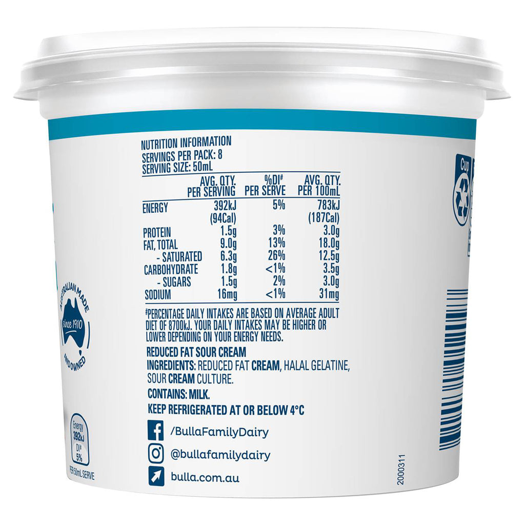 Bulla Light Sour Cream | Harris Farm Online
