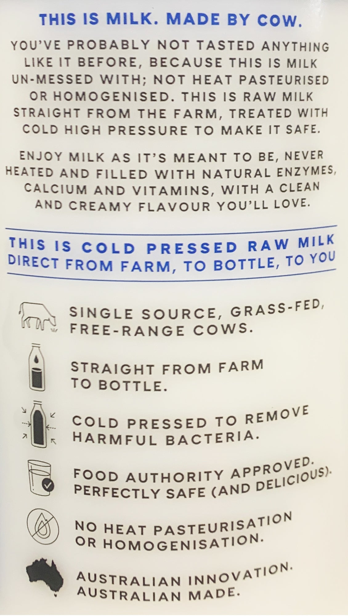 Made By Cow Cold Pressed Raw Milk | Harris Farm Online
