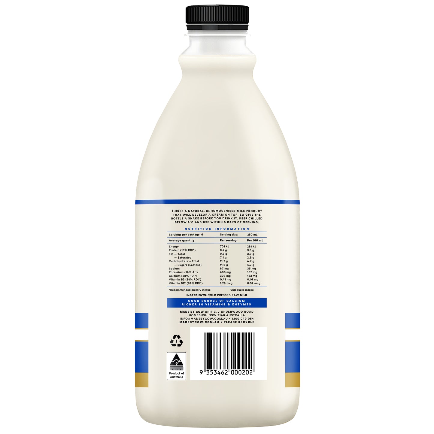 Made By Cow Cold Pressed Raw Milk 1.5L