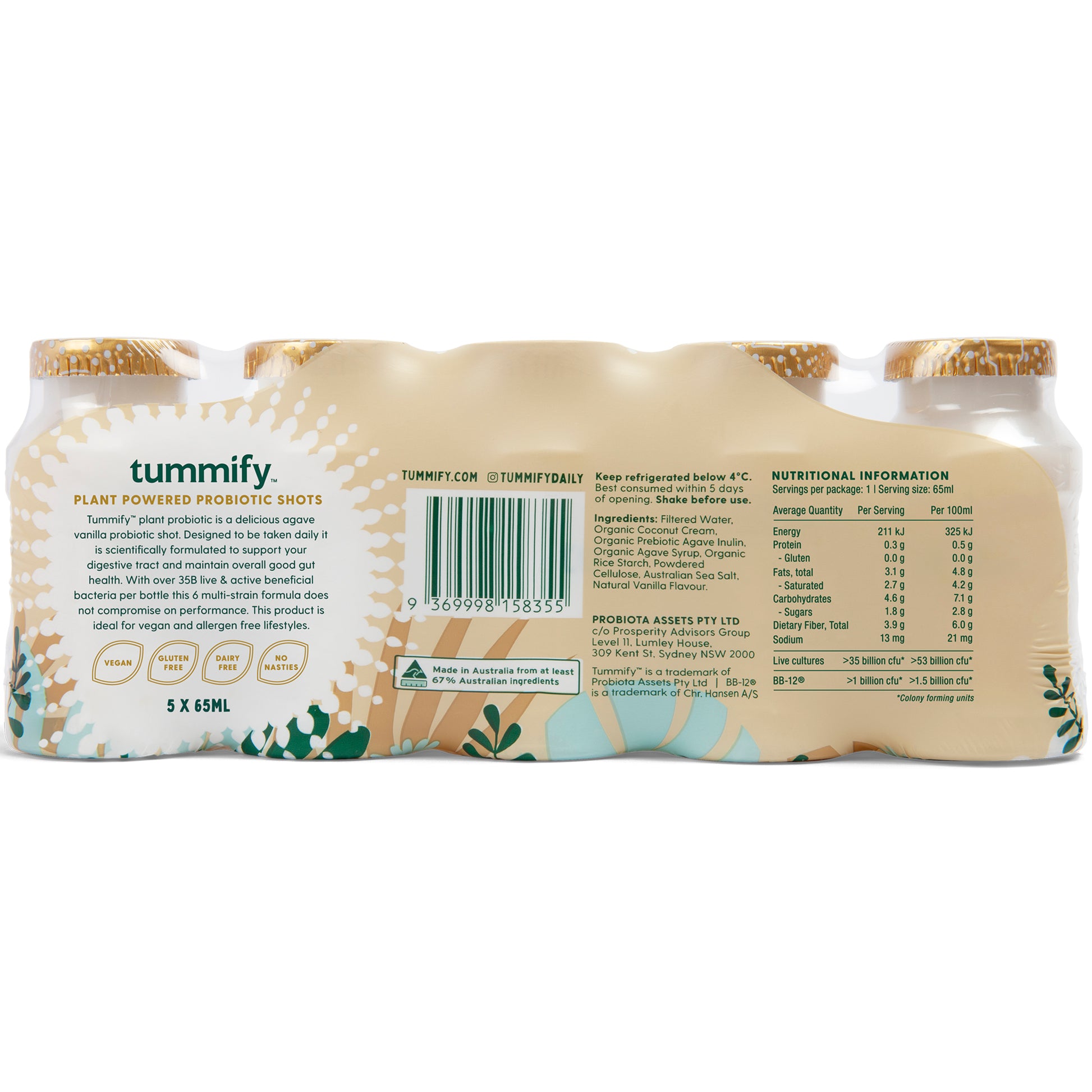 Tummify Organic Plant Based Agave Vanilla Probiotic Shot | Harris Farm Online