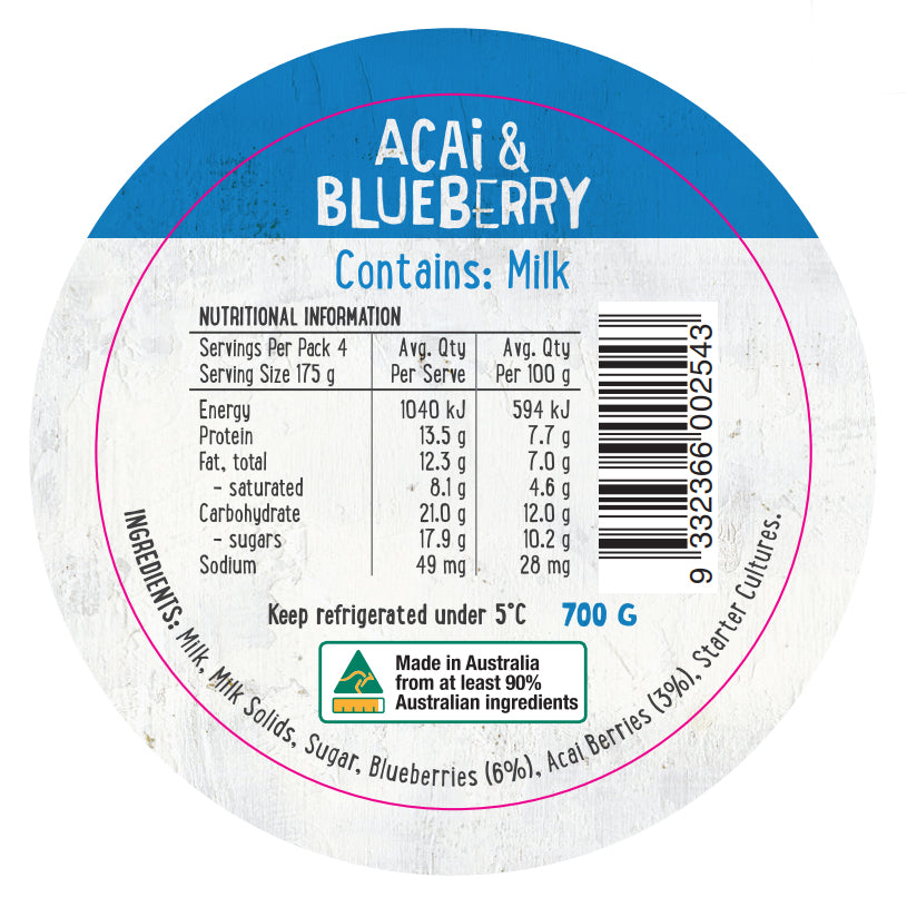 Harris Farm Yoghurt Acai and Blueberry | Harris Farm Online