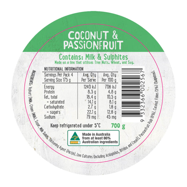 Harris Farm Yoghurt Coconut Passionfruit 700g | Harris Farm Online