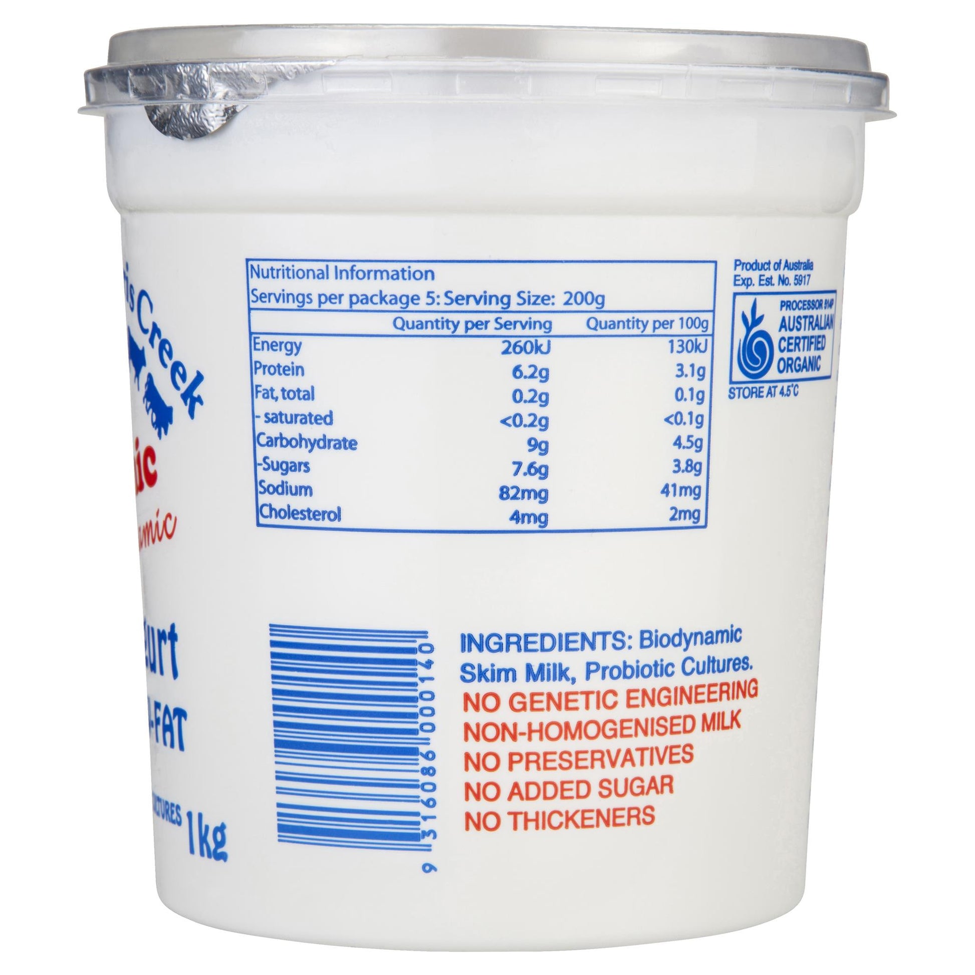 Paris Creek Organic Low Fat Yogurt 1kg , Frdg2-Dairy - HFM, Harris Farm Markets
 - 2