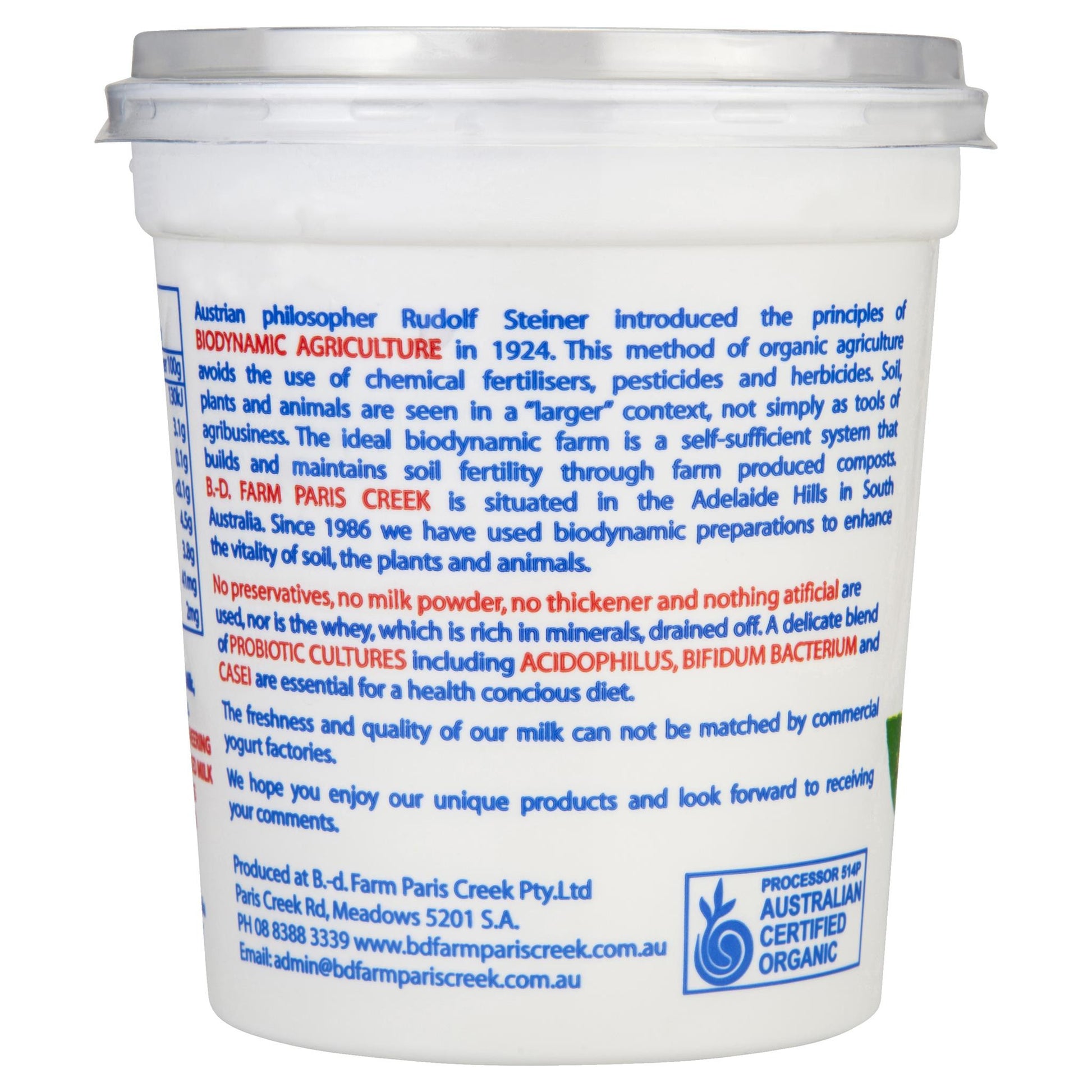 Paris Creek Organic Low Fat Yogurt 500g , Frdg2-Dairy - HFM, Harris Farm Markets
 - 3