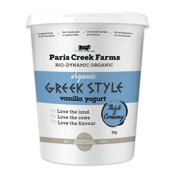 Paris Creek Farms Bio-Dynamic Organic Greek Style Vanilla Yoghurt 1kg | Harris Farm Online 