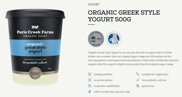 Paris Creek Farms Organic Greek Style Yoghurt | Harris Farm Online