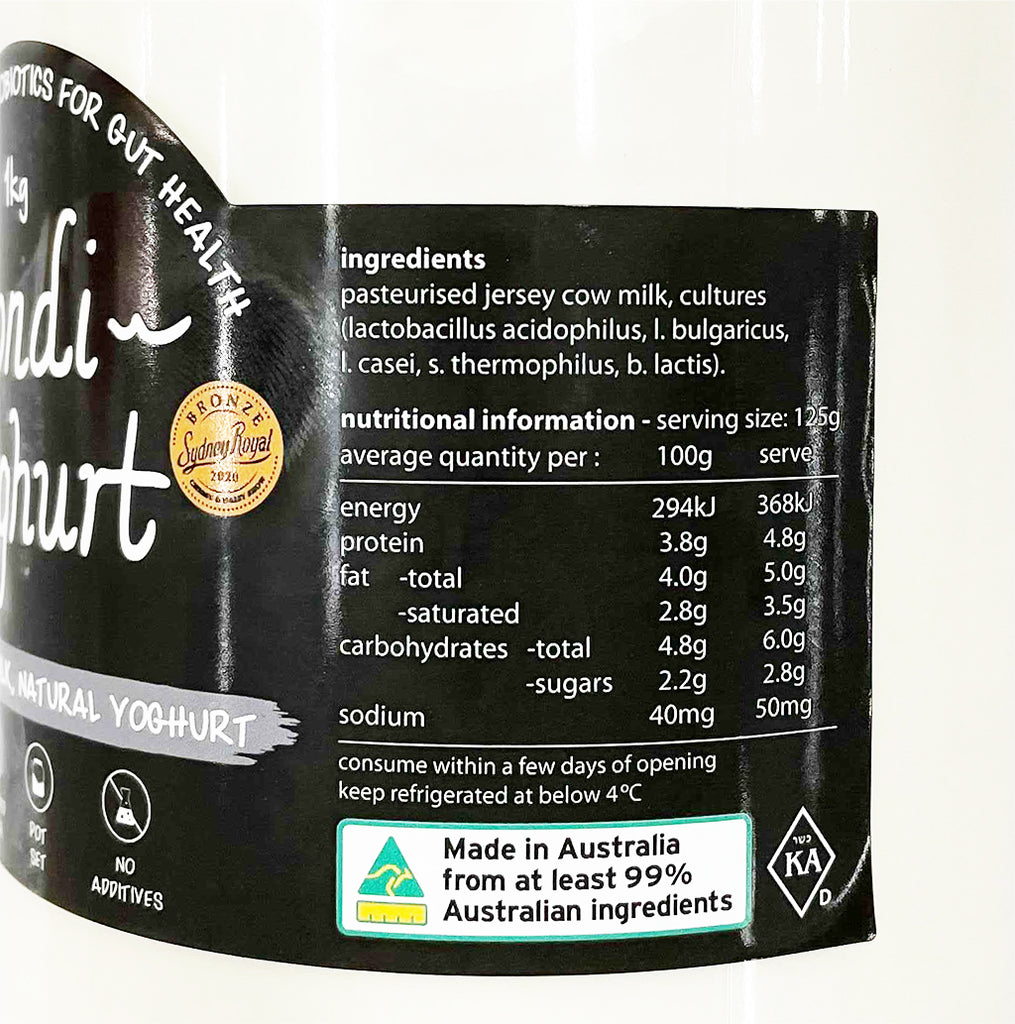 Bondi Yoghurt Natural Jersey Milk Yoghurt 1kg Harris Farm Markets