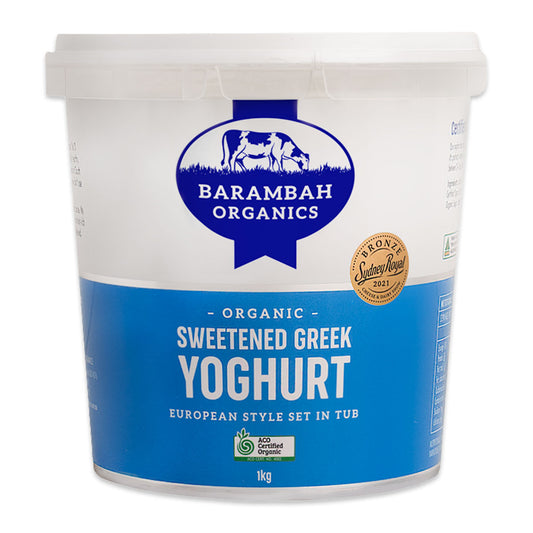 Barambah Organics Sweetened Greek Yoghurt 1kg | Harris Farm Online