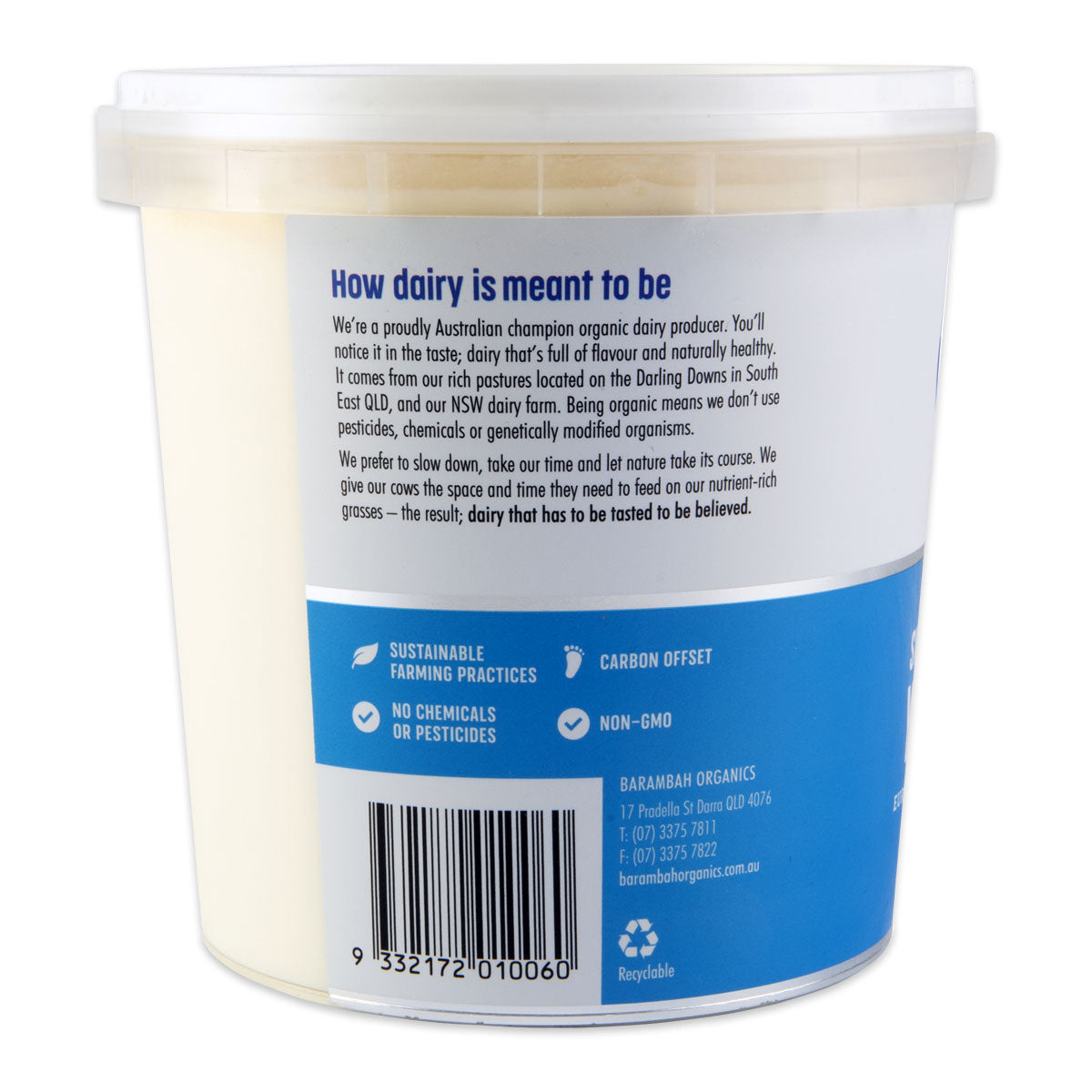 Barambah Organics Sweetened Greek Yoghurt 1kg | Harris Farm Online