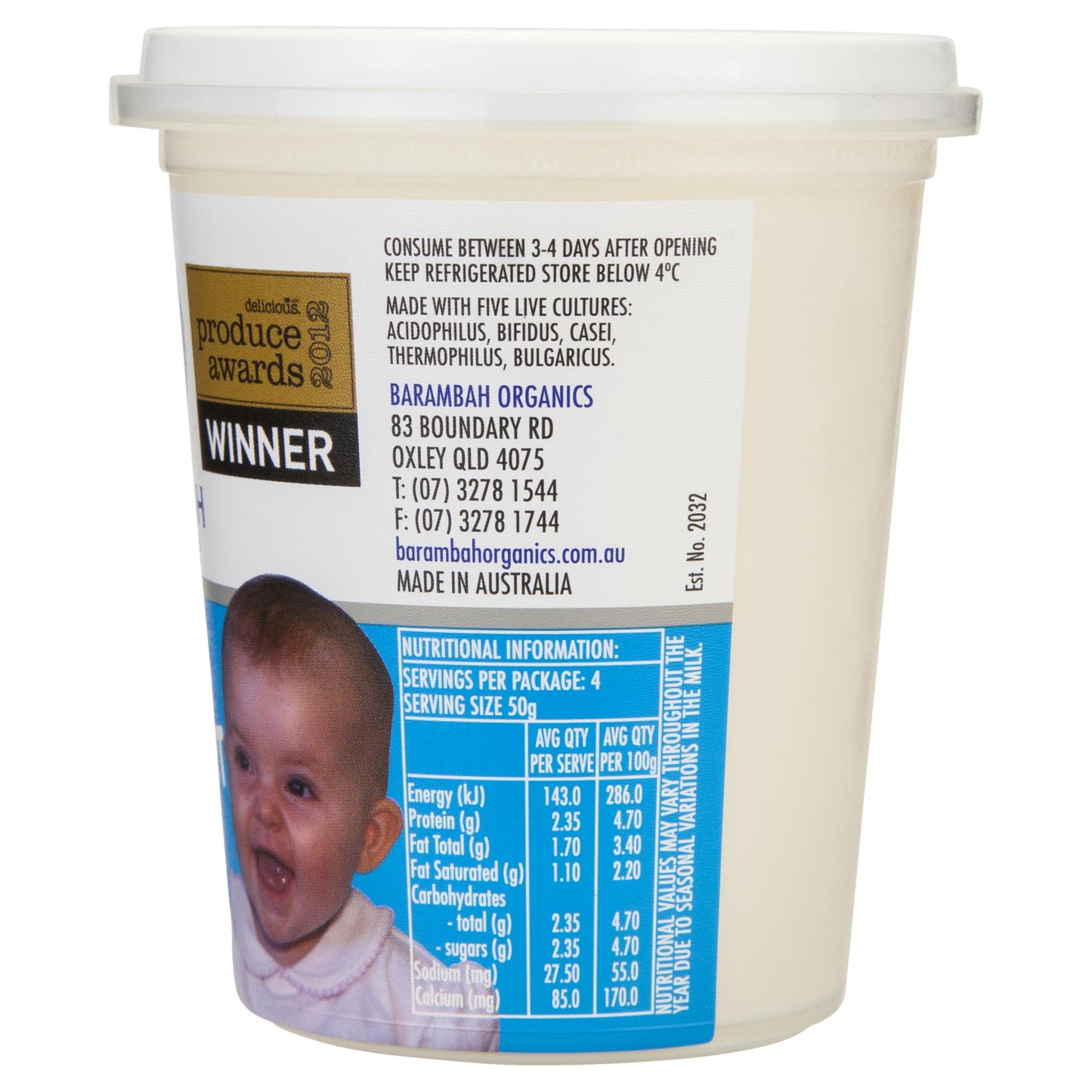 Barambah Organics Yoghurt Whole Milk 200g , Frdg2-Dairy - HFM, Harris Farm Markets
 - 2