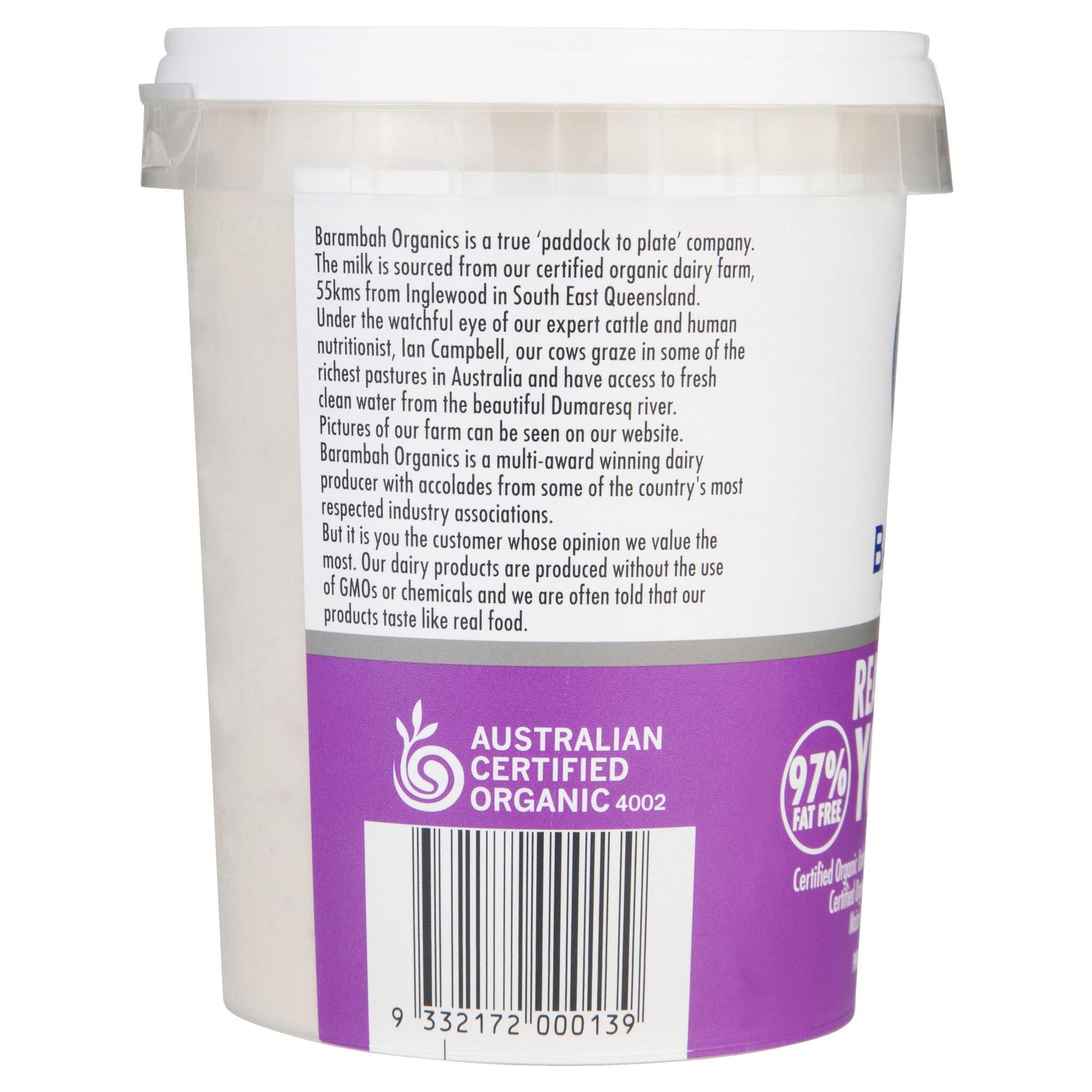 Barambah Organics Yoghurt Real Blueberry 500g , Frdg2-Dairy - HFM, Harris Farm Markets
 - 3