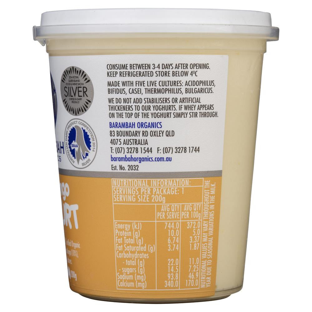 Barambah Organics Real Mango Yoghurt 200g , Frdg2-Dairy - HFM, Harris Farm Markets
 - 2