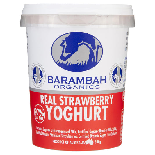 Barambah Organics Yoghurt Real Strawberry 500g , Frdg2-Dairy - HFM, Harris Farm Markets
 - 1